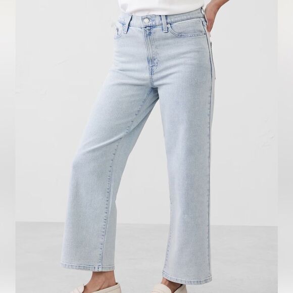 BANANA REPUBLIC High-Rise Straight Jean, White, Size 6 Petite - Picture 4 of 11